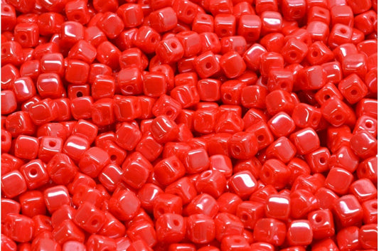 立方体珠子，红色赤铁矿 (93400-14400)，玻璃，捷克共和国