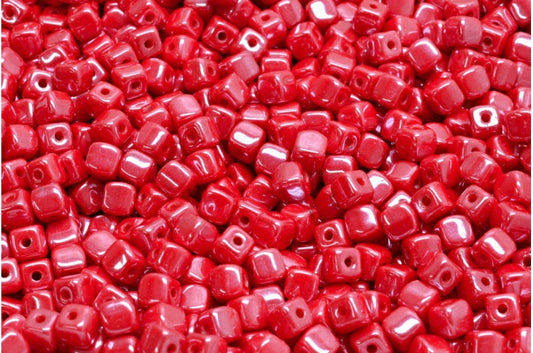 Würfelperlen, undurchsichtiger roter Hämatit (93200-14400), Glas, Tschechische Republik