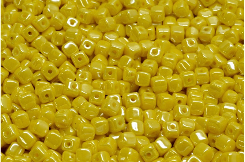 Cube Beads, Yellow Hematite (83120-14400), Glass, Czech Republic