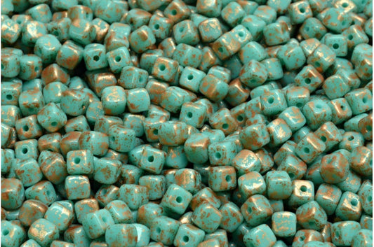 Cube Beads, Turquoise 94402 (63130-94402), Glass, Czech Republic