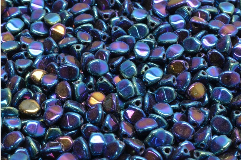 Pinch Beads, Black Blue Iris (23980-21435), Glass, Czech Republic