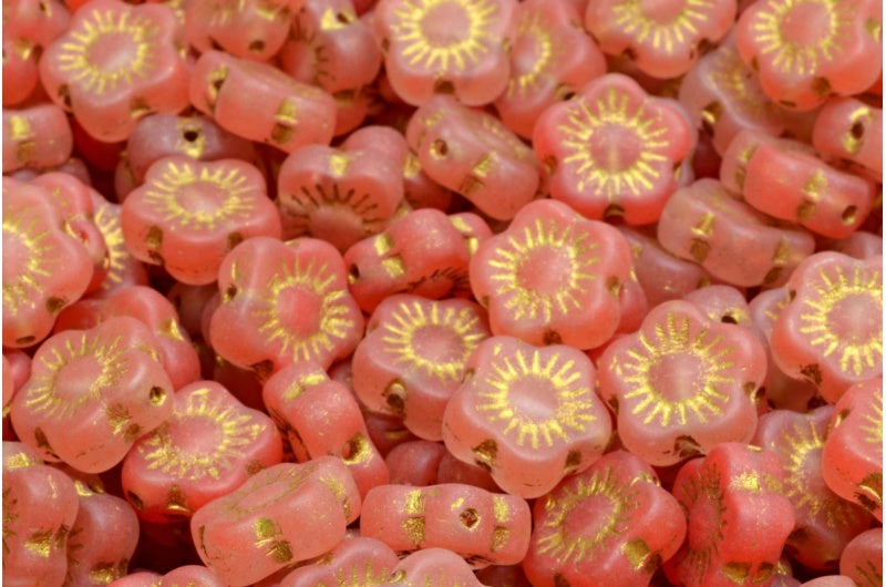 日落花珠，R0932 哑光金色内衬 (R0932-84100-54302)，玻璃，捷克共和国