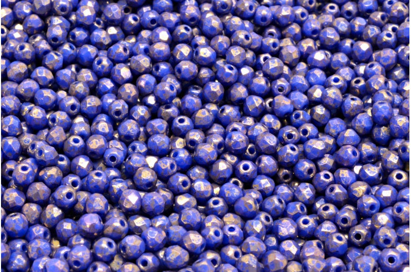 ファセット加工ビーズラウンド、不透明ブルーテラコッタバイオレット（33050-15496）、ボヘミアクリスタルガラス、チェコ共和国