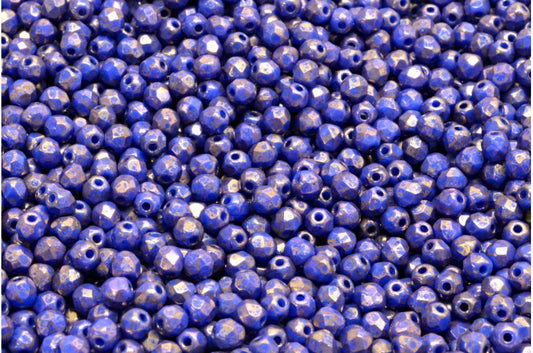 ファセット加工ビーズラウンド、不透明ブルーテラコッタバイオレット（33050-15496）、ボヘミアクリスタルガラス、チェコ共和国