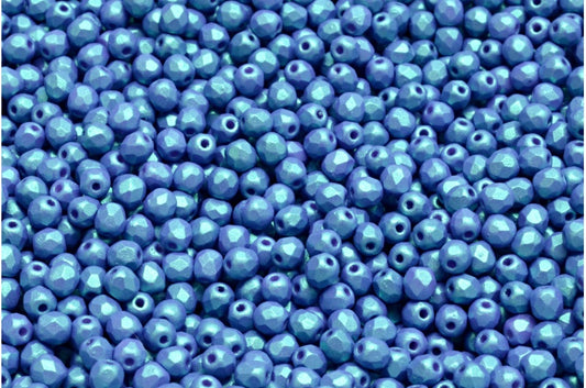 Fire Polished Faceted Beads Round, Chalk White 24510 (03000-24510), Bohemia Crystal Glass, Czech Republic