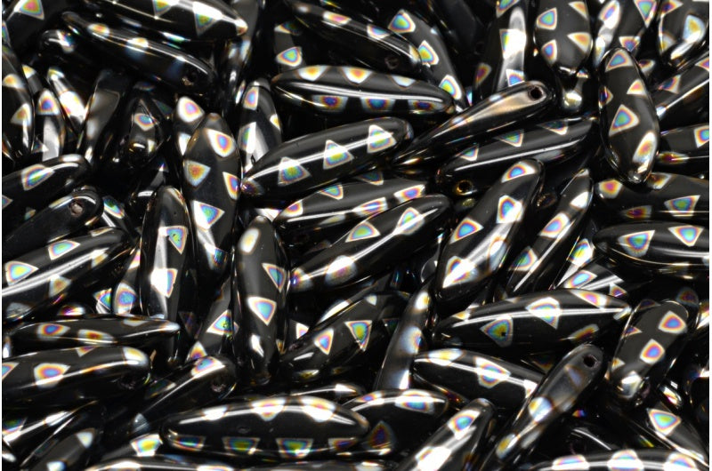 Dagger Beads, Black 2810G (23980-2810G), Glass, Czech Republic