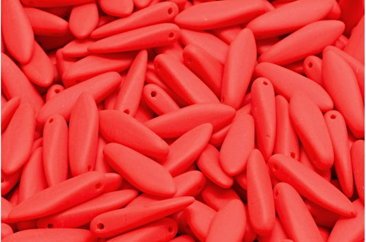 Dagger Beads, Opaque Red Matte (93200-84100), Glass, Czech Republic