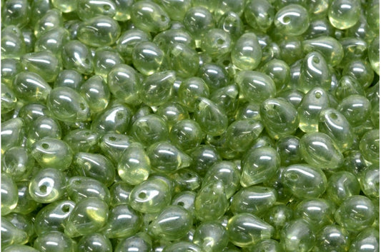 Tropfenperlen, Crystal Luster Green vollbeschichtet (00030-14457), Glas, Tschechische Republik