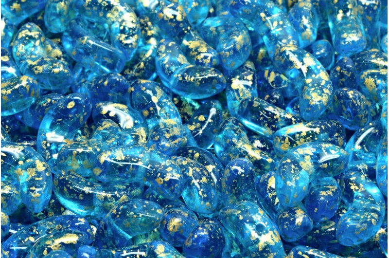 天使翼珠，透明水金色飞溅 (60080-94401)，玻璃，捷克共和国