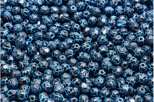 圆形火抛光刻面珠，粉笔白色 24618 (03000-24618)，波西米亚水晶玻璃，捷克共和国