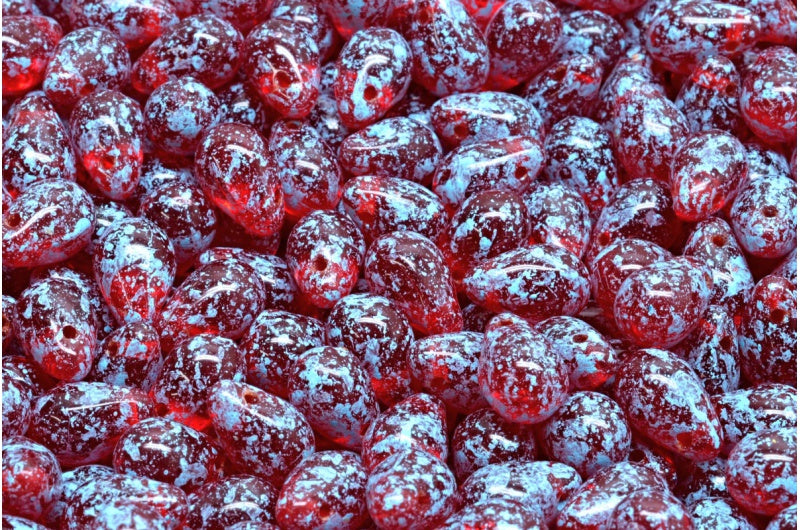 ドロップビーズ、ルビーレッド 94308 (90080-94308)、ガラス、チェコ共和国