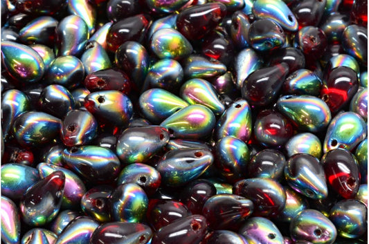 Drop Beads, Transparent Red 28137 (90100-28137), Glass, Czech Republic
