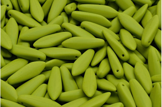 Dagger Beads, Opaque Green Matte (53410-84100), Glass, Czech Republic