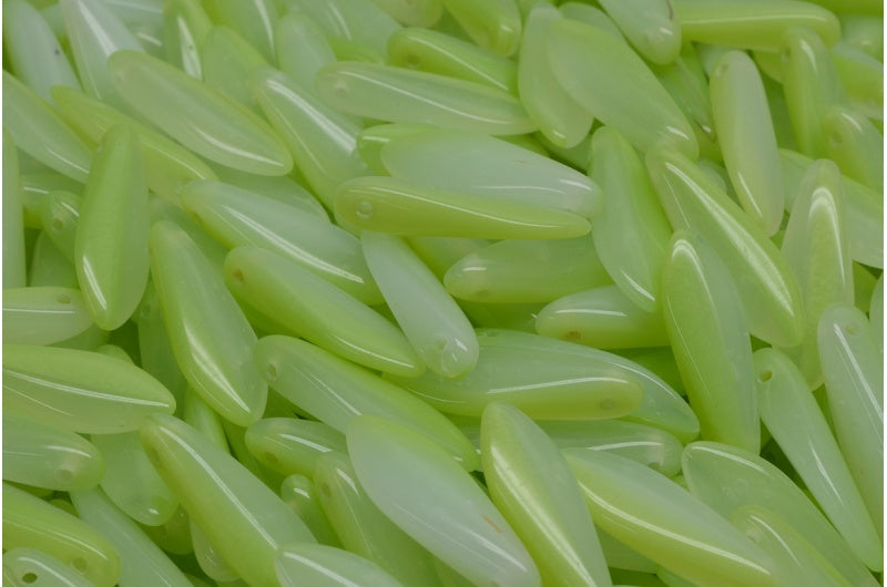 Dagger Beads, Opaque Green White (53200-02010), Glass, Czech Republic