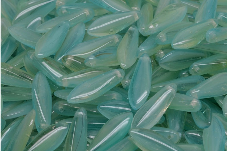 Dagger Beads, Transparent Yellow Opal Aqua (80000-61010), Glass, Czech Republic