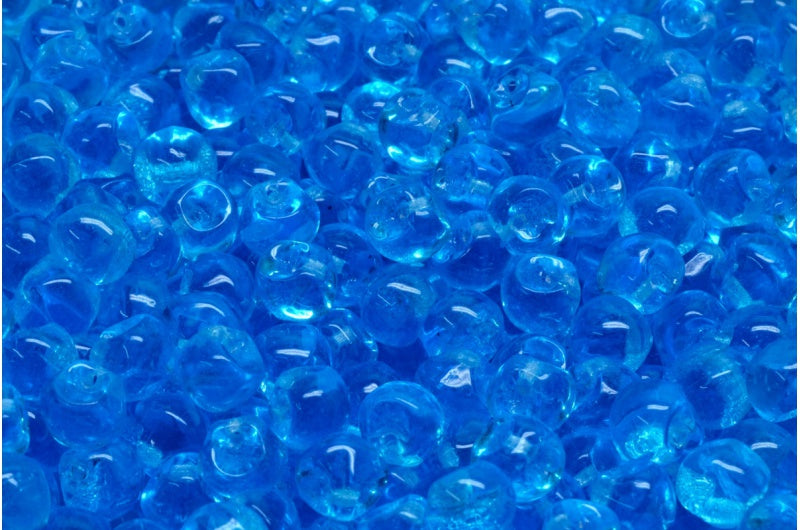 Mushroom Button Beads, Transparent Aqua (60020), Glass, Czech Republic