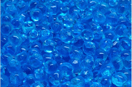 Mushroom Button Beads, Transparent Aqua (60020), Glass, Czech Republic