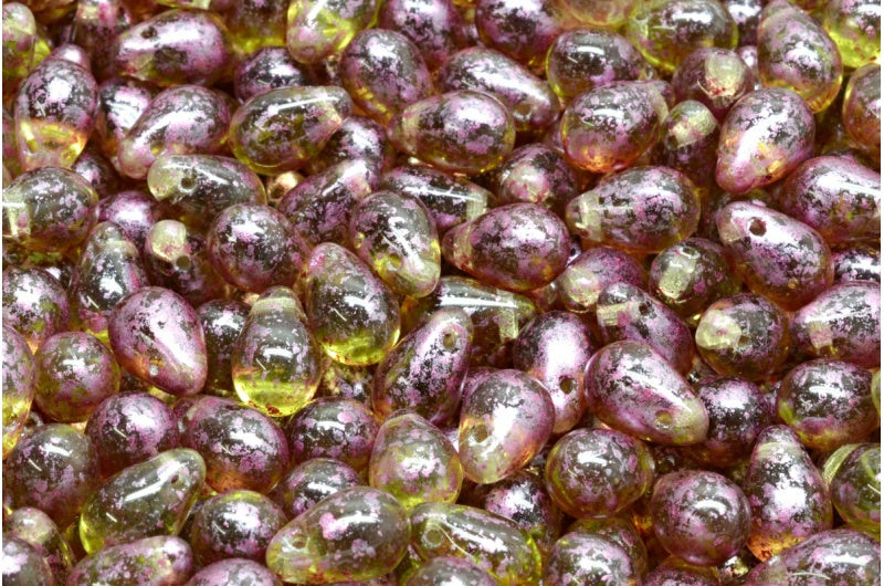 ドロップビーズ、透明グリーン 94321 (50210-94321)、ガラス、チェコ共和国