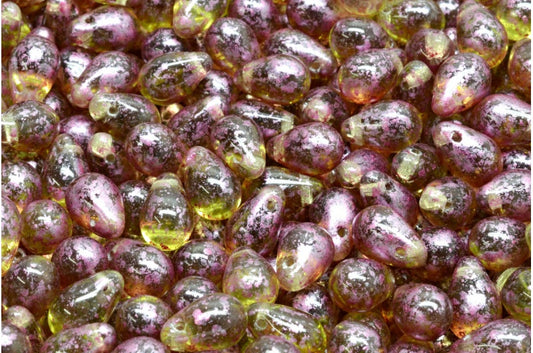 ドロップビーズ、透明グリーン 94321 (50210-94321)、ガラス、チェコ共和国