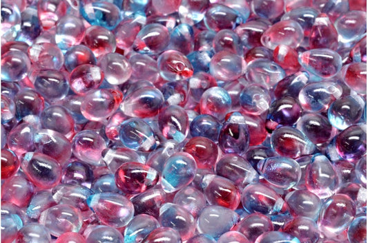 Drop Beads, Crystal Blue-Red Transparent Dyed (00030-48013), Glass, Czech Republic