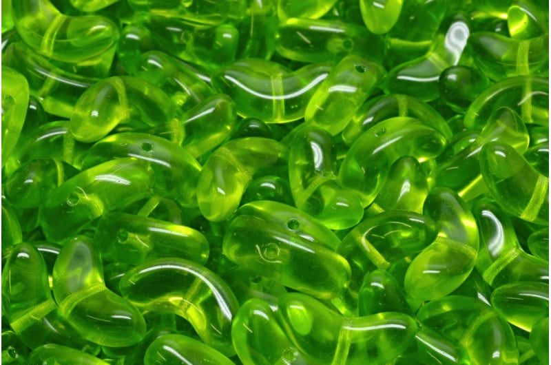 天使翼珠，透明绿色 (50220)，玻璃，捷克共和国