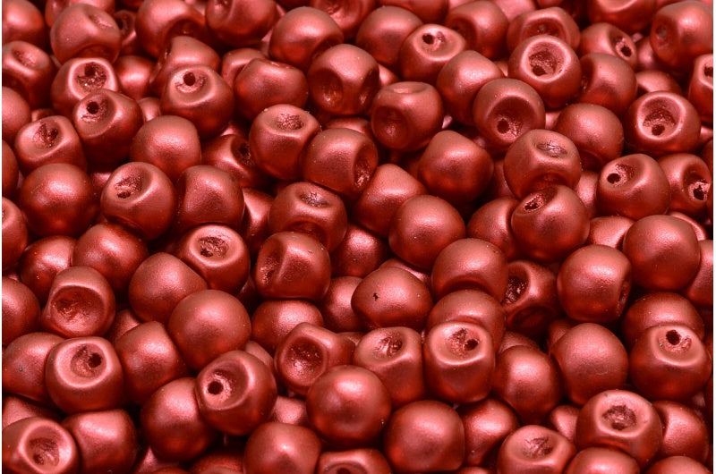 Mushroom Button Beads, Crystal Lava Red (00030-01890), Glass, Czech Republic
