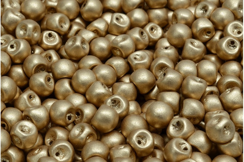 マッシュルームボタンビーズ、クリスタルアステカペールゴールド（00030-01710）、ガラス、チェコ共和国