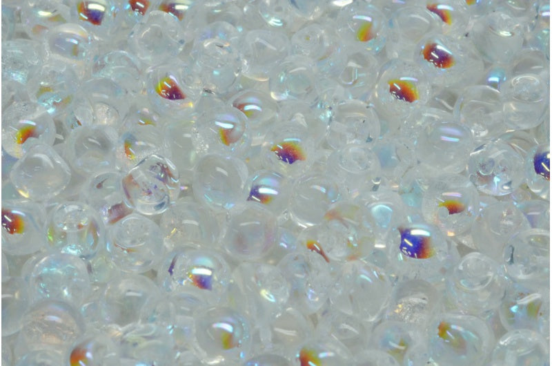 Mushroom Button Beads, Crystal Ab (00030-28701), Glass, Czech Republic