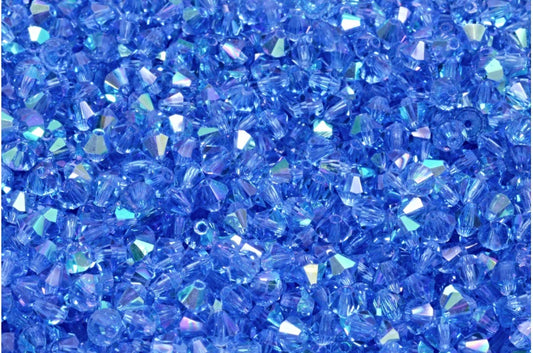 Machine Cut Bicone Xilion High Sparkle Beads, Cobalt Ab (30050-28701), Glass, Czech Republic