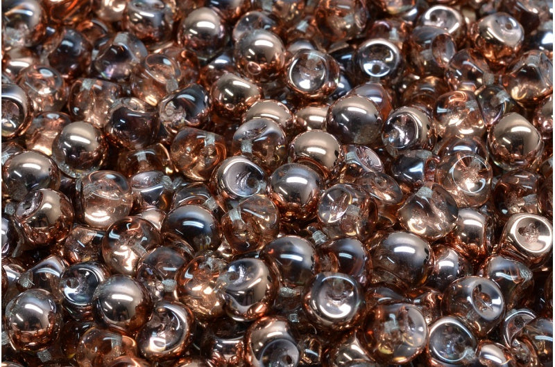 Mushroom Button Beads, Crystal Rose Gold Capri (00030-27101), Glass, Czech Republic