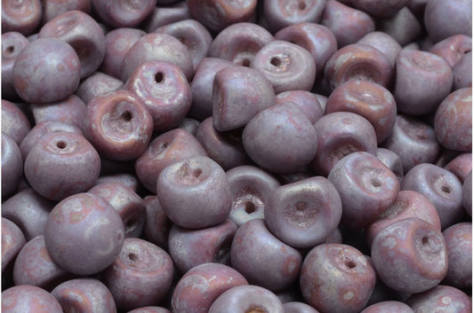 Mushroom Button Beads, White Matte Vega Iris (02010-84100-15781), Glass, Czech Republic