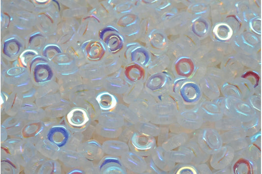 Hex Nut Beads, Crystal Ab Full (2X Side) (00030-28703), Glass, Czech Republic