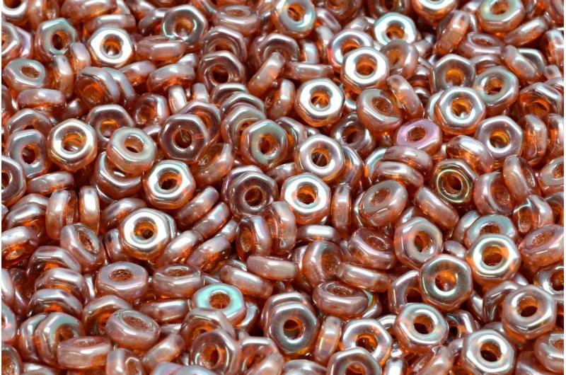 Hex Nut Beads, Crystal Jet Black Full Apricot (00030-29123), Glass, Czech Republic