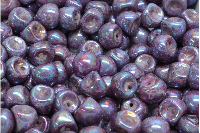 マッシュルームボタンビーズ、ホワイトベガアイリス（02010-15781）、ガラス、チェコ共和国