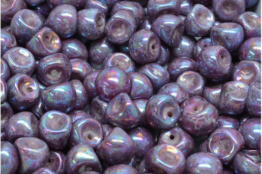 マッシュルームボタンビーズ、ホワイトベガアイリス（02010-15781）、ガラス、チェコ共和国