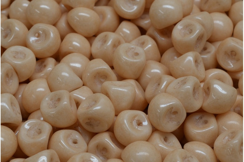 Mushroom Button Beads, White Luster Brown Full Coated (02010-14413), Glass, Czech Republic