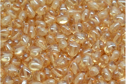 心形珠子，水晶光泽棕色全涂层 (00030-14413)，玻璃，捷克共和国