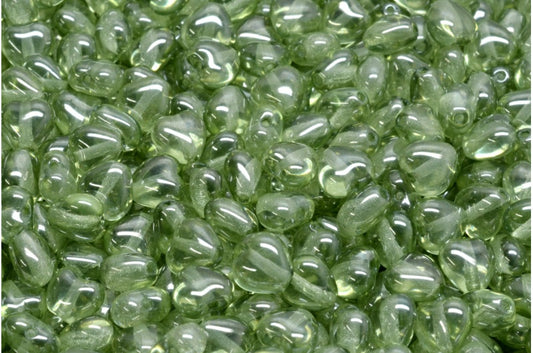 ハートビーズ、クリスタルラスターグリーンフルコーティング（00030-14457）、ガラス、チェコ共和国