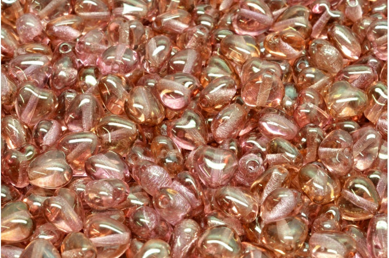 ハートビーズ、クリスタルラスターレッドフルコーティング（00030-14495）、ガラス、チェコ共和国