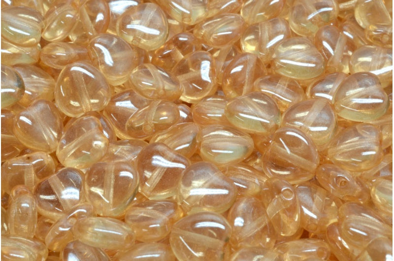 心形珠子，水晶光泽棕色全涂层 (00030-14413)，玻璃，捷克共和国