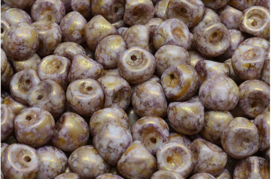 Mushroom Button Beads, White Matte Senegal Violet (02010-84100-15695), Glass, Czech Republic