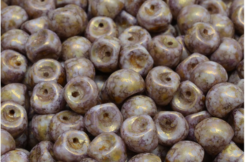 Mushroom Button Beads, White 15696 (02010-15696), Glass, Czech Republic