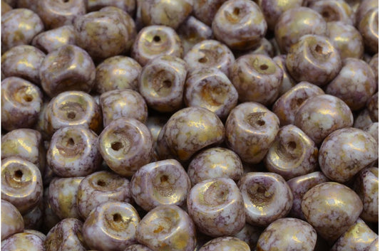 Mushroom Button Beads, White 15696 (02010-15696), Glass, Czech Republic