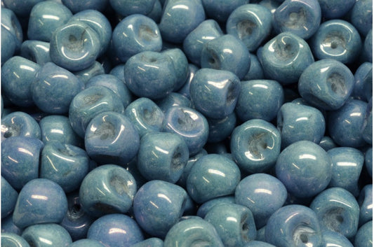 Mushroom Button Beads, White Luster Blue Full Coated (02010-14464), Glass, Czech Republic