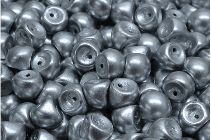 Mushroom Button Beads, Crystal Silver Matte (00030-01700), Glass, Czech Republic