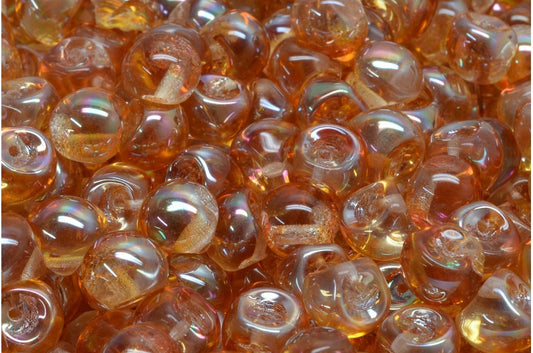 Mushroom Button Beads, Crystal Apricot Coatings (00030-29121), Glass, Czech Republic