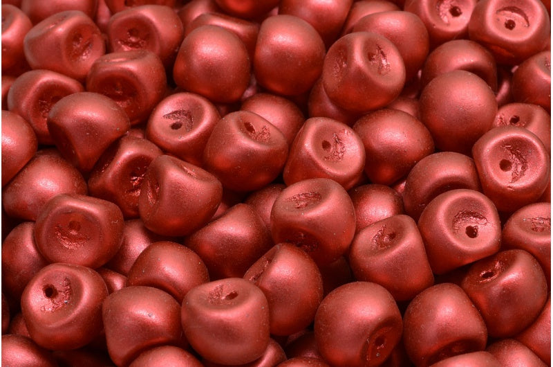 Mushroom Button Beads, Crystal Lava Red (00030-01890), Glass, Czech Republic