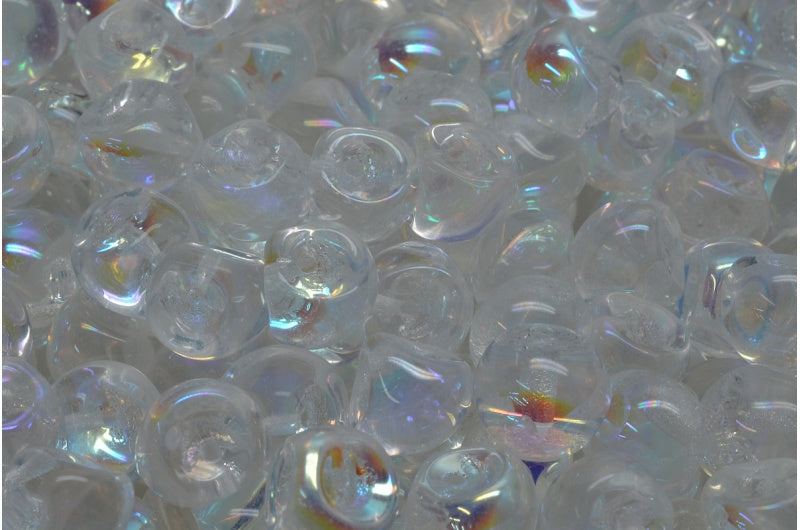 Mushroom Button Beads, Crystal Ab (00030-28701), Glass, Czech Republic