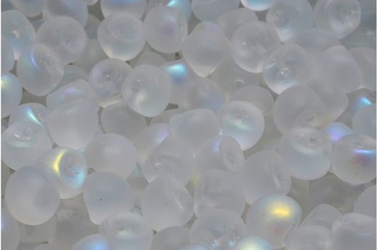 Mushroom Button Beads, Crystal Matte Ab (00030-84100-28701), Glass, Czech Republic