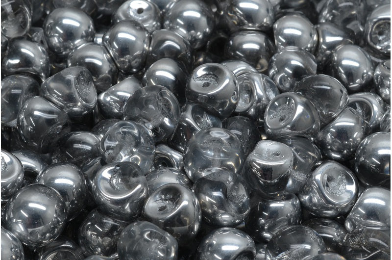 Mushroom Button Beads, Crystal Chrom (00030-27401), Glass, Czech Republic